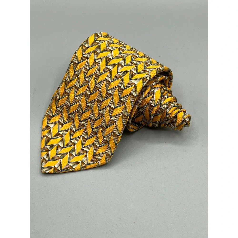 ERMENEGILDO ZEGNA Men's Silk Necktie ITALY Designer‎ Geometric L: 59.5
